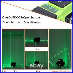 16 Line Laser Level Green Self Leveling 3D Cross Measure Tool Kit + 2 Batteries