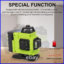 16 Line Laser Level Self Leveling Green Cross Line Rotary Measure Tool