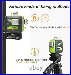 3D self leveling Cross Laser Level Green Beam with Bluetooth + Receiver + Tripod