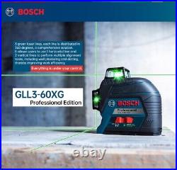 Bosch Laser Level Gll 3-60 Xg 12 Line Green Laser,