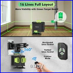 Elikliv 16 Line 4D Laser Level Self-Leveling 4x360 Green Laser Leveler Tool