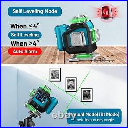 Elikliv 4x360° Rotary Laser Level Green Beam Self-leveling Remote Control 16Line