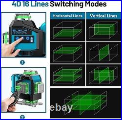 Elikliv 4x360° Rotary Laser Level Green Beam Self-leveling Remote Control 16Line