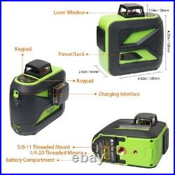 Huepar 2x360 Laser Level Cross Line Self Leveling Green Beam with Li-ion Battery