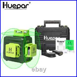 Huepar 3D 360 Cross Line Self leveling Laser Level Green Beam with Hard Box