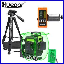 Huepar 3D Laser Level Cross Line Vertical & Horizontal + Receiver + 143cm Tripod