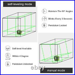 Huepar 3x360 3D Cross Line Green Laser Level Self Leveling 603CG with Receiver