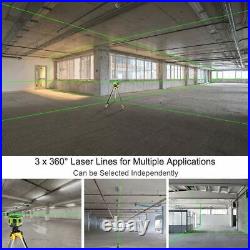 Huepar 3x360 Electronic Laser Level Self Leveling Three-Plane Level Green Beam
