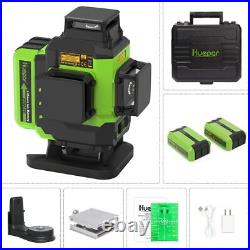 Huepar 4D Green Laser Level Self-Leveling+2 Li-ion Batteries and Hard Carry Case