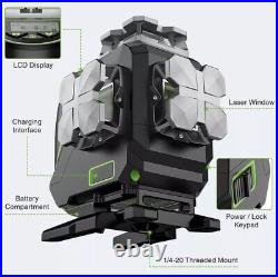 Huepar 4D Self-Leveling Cross Line Laser Level LCD Screen Remote Control S04CG