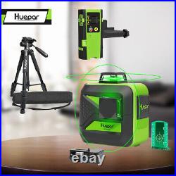 Huepar 8 Lines Green Beam 3D Cross Line Laser Level + Receiver + 143cm Tripod