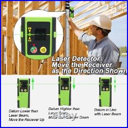Laser Level 360 Degree Cross Line with 2 Plumb Dots Self Leveling + Receiver
