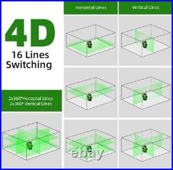 Laser Level Self-Leveling 16 Lines Green + 2 Li-ion Batteries +3.6m Level Tripod