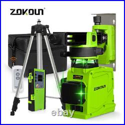 ZOKOUN 3D Green Laser Level With Laser Receiver Remote Control Tilt Head Tripod UK