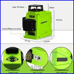 ZOKOUN 3D Green Laser Level With Laser Receiver Remote Control Tilt Head Tripod UK